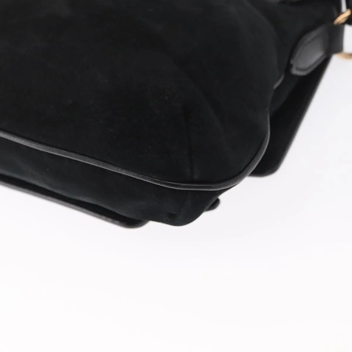Salvatore Ferragamo Gancini Suede Black Suede Shoulder Bag Bag (Pre-Owned)