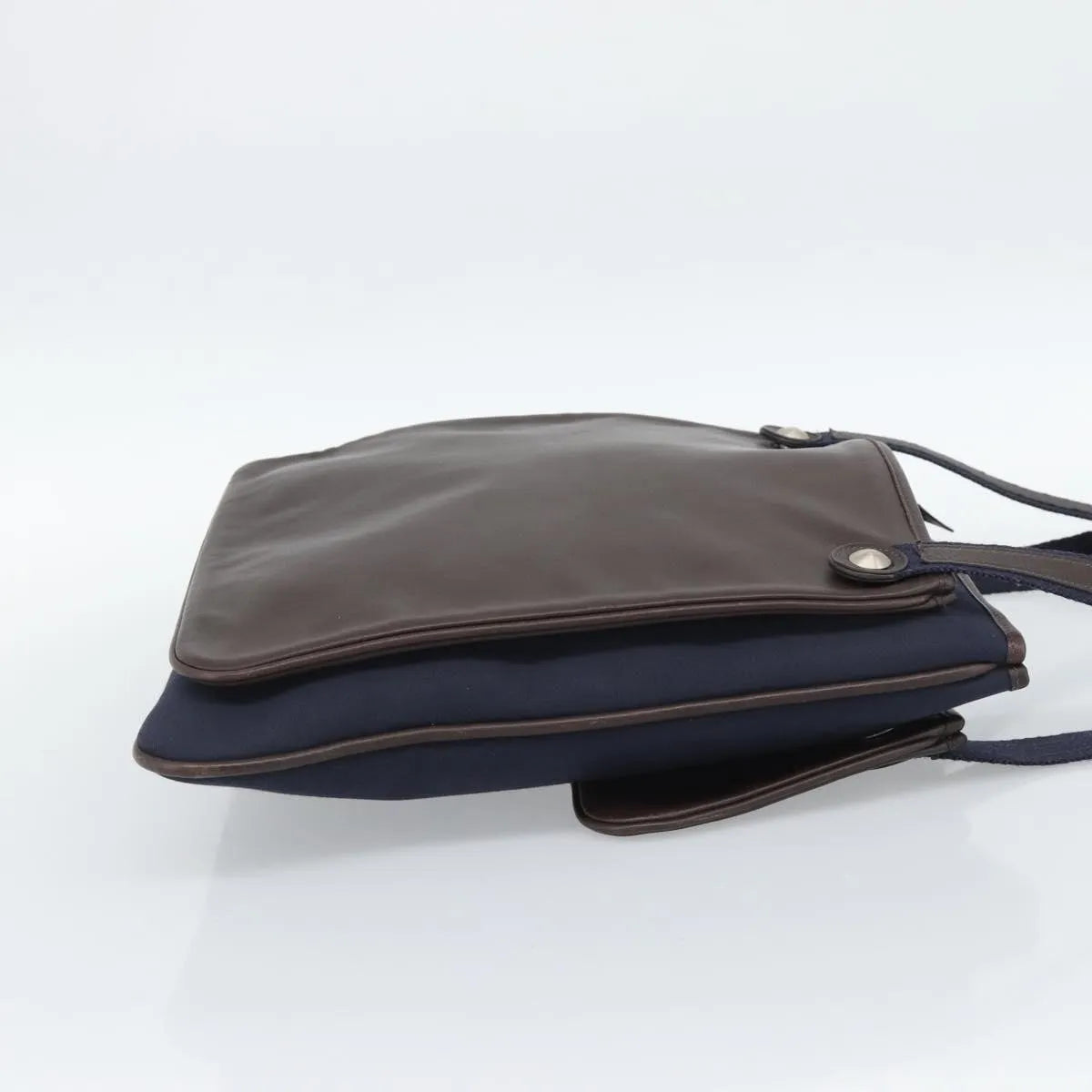 Hermes Mrs. Hippie Leather And Toile Navy Leather Shoulder Bag Bag (Pre-Owned)