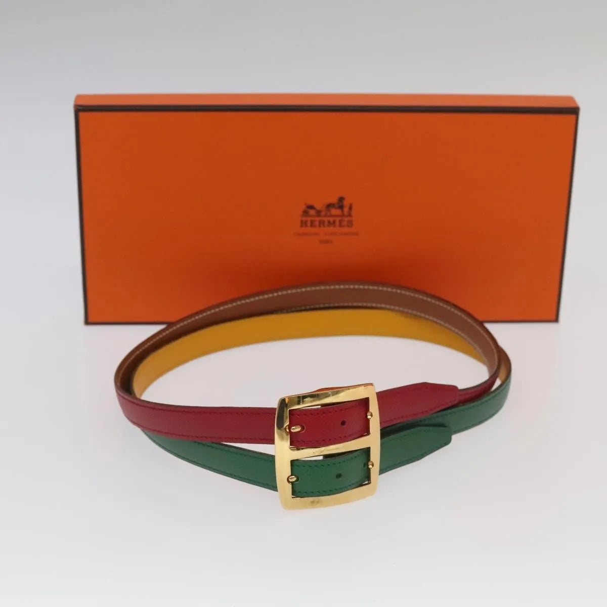 Hermes Double Hole Buckle Belt Metal And Leather Multicolour Leather Belts Accessory (Pre-Owned)