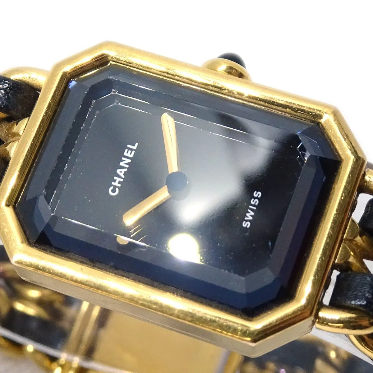 Chanel Premiere Rock Quartz Plated Metal And Leather Watch (Pre-Owned)