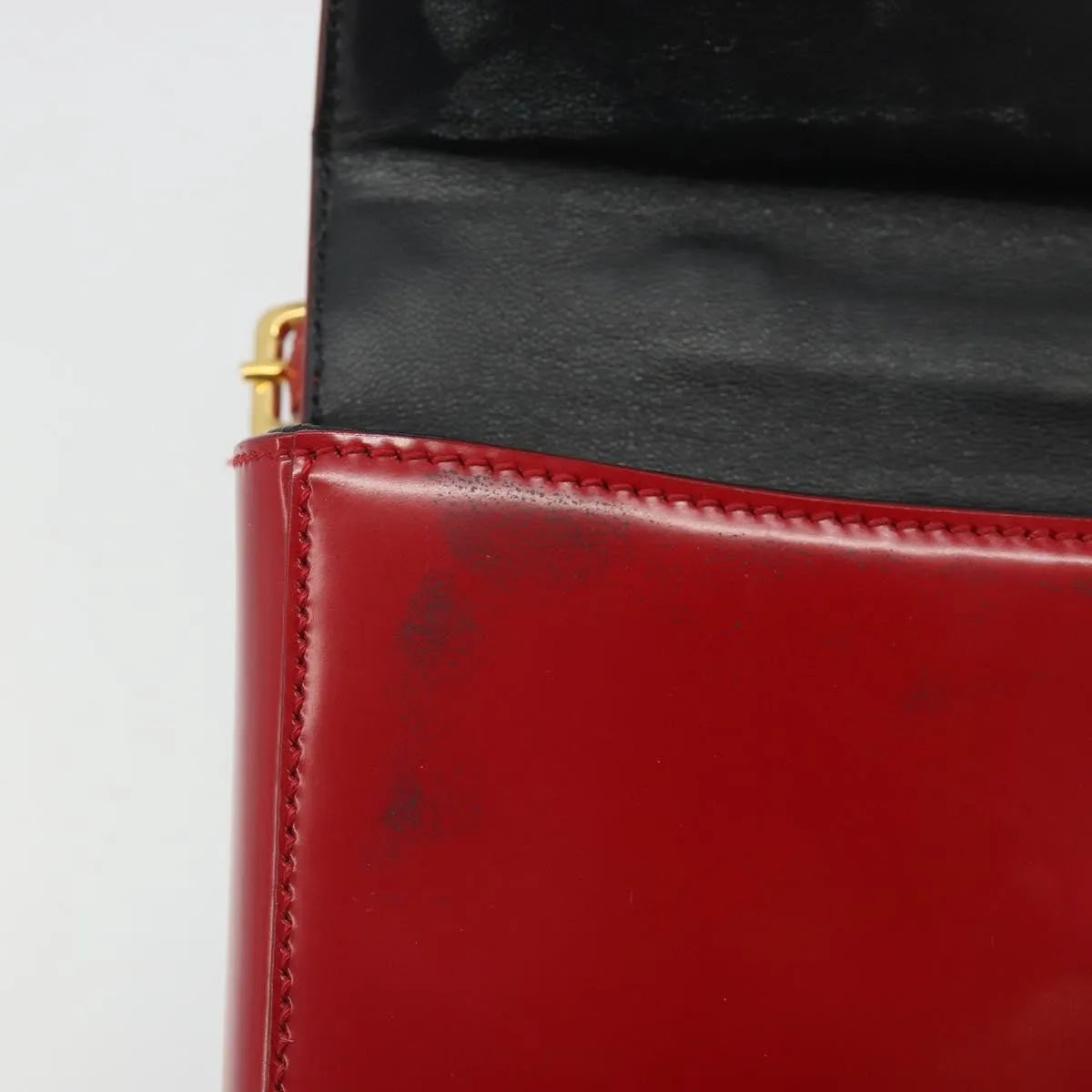 Prada Bow Top Handle Leather Red Leather Handbag (Pre-Owned)