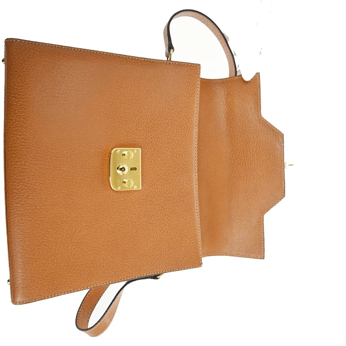 Gucci Vintage Lady Lock Top Handle Leather Brown Leather Shoulder Bag Bag (Pre-Owned)