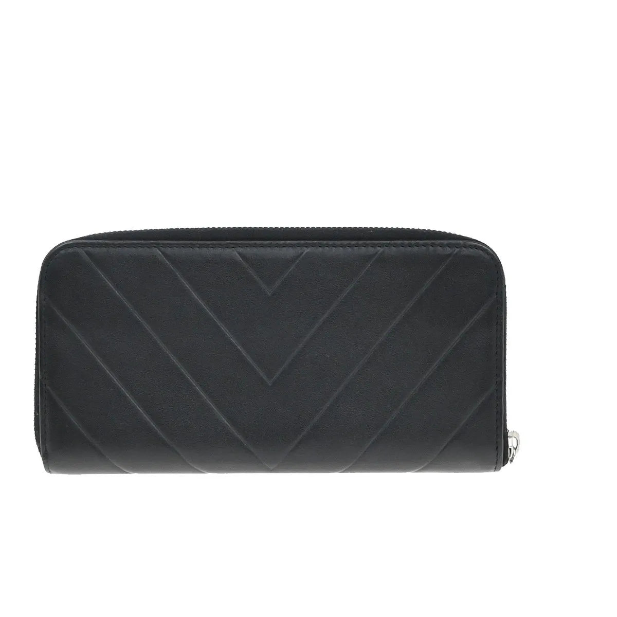 Chanel Cc Charm Zip Around Quilted Lambskin Black Leather Wallets Accessory (Pre-Owned)