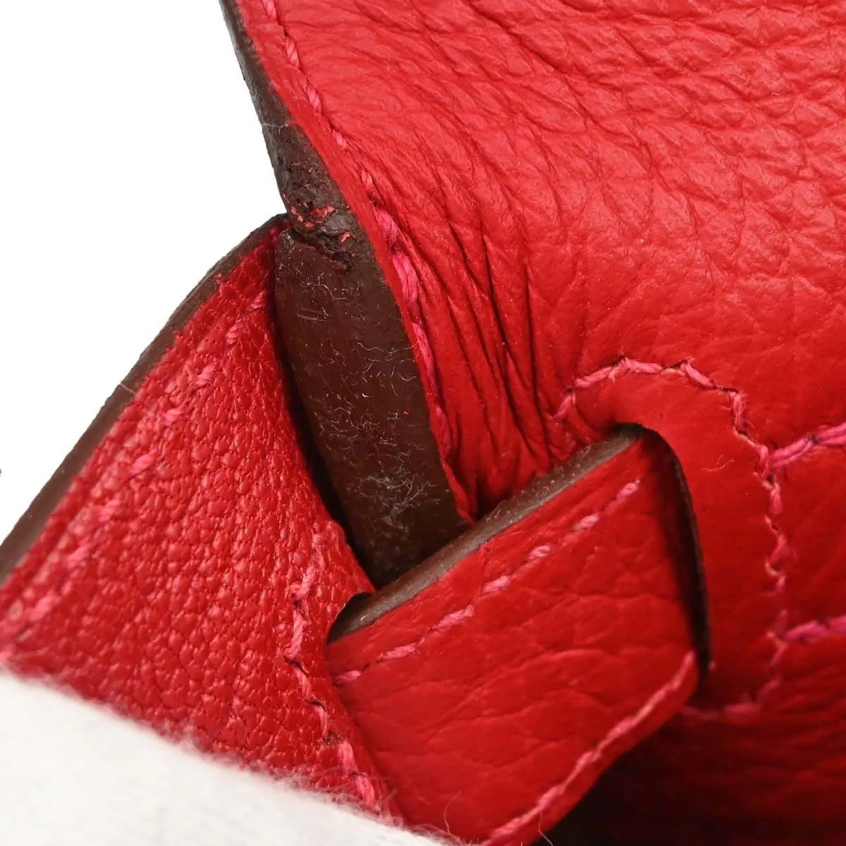 Hermes Kelly Retourne Clémence Taurillon Red Calfskin Handbag (Pre-Owned)