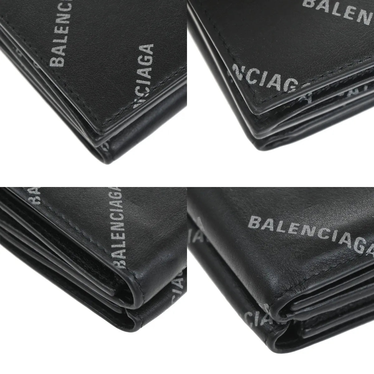 Balenciaga Trifold Leather Black Leather Wallets Accessory (Pre-Owned)