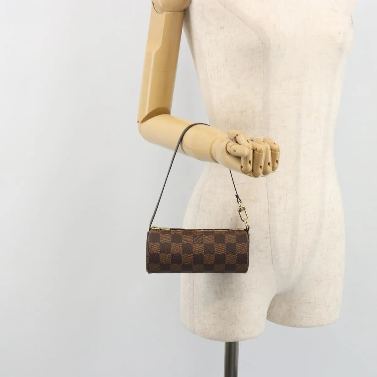 Louis Vuitton Papillon Pochette Damier Ebene Brown Canvas Clutche & Pouche Bag (Pre-Owned)