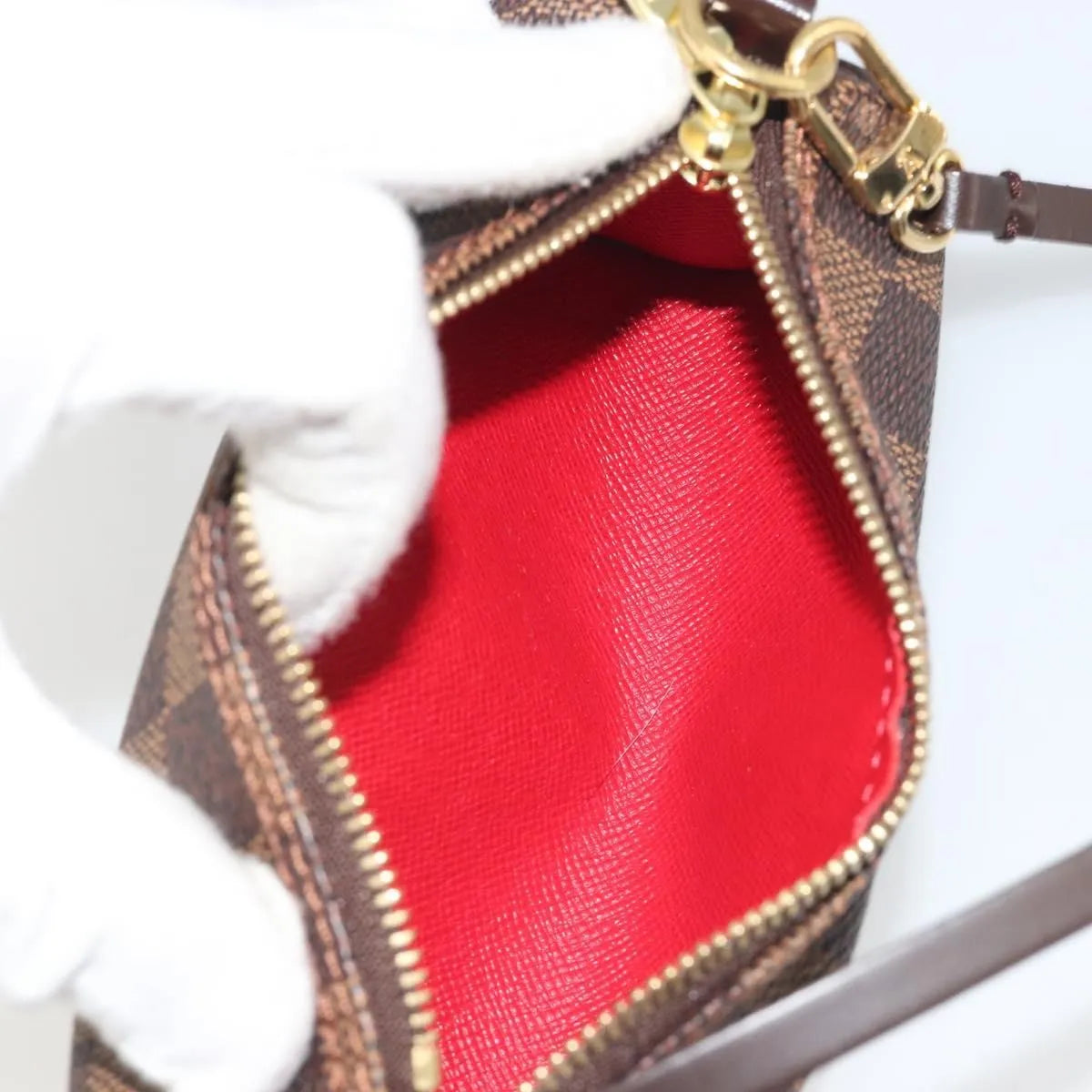 Louis Vuitton Papillon Pochette Damier Ebene Brown Canvas Clutche & Pouche Bag (Pre-Owned)