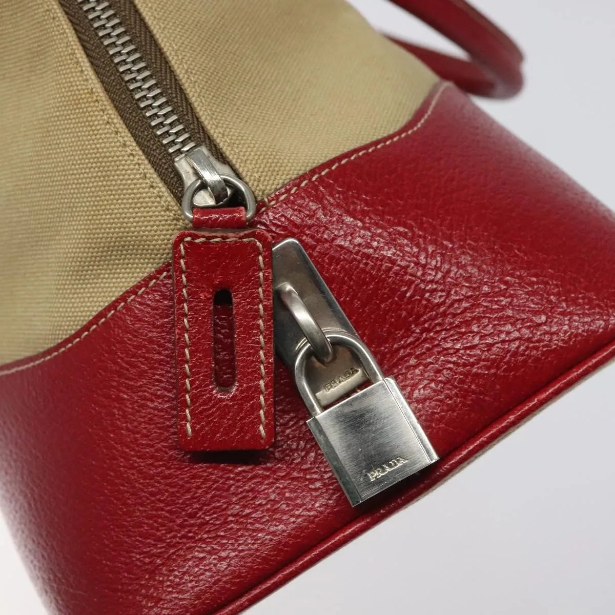 Prada Promenade Tote Canvas And Leather Beige Canvas Shoulder Bag Bag (Pre-Owned)