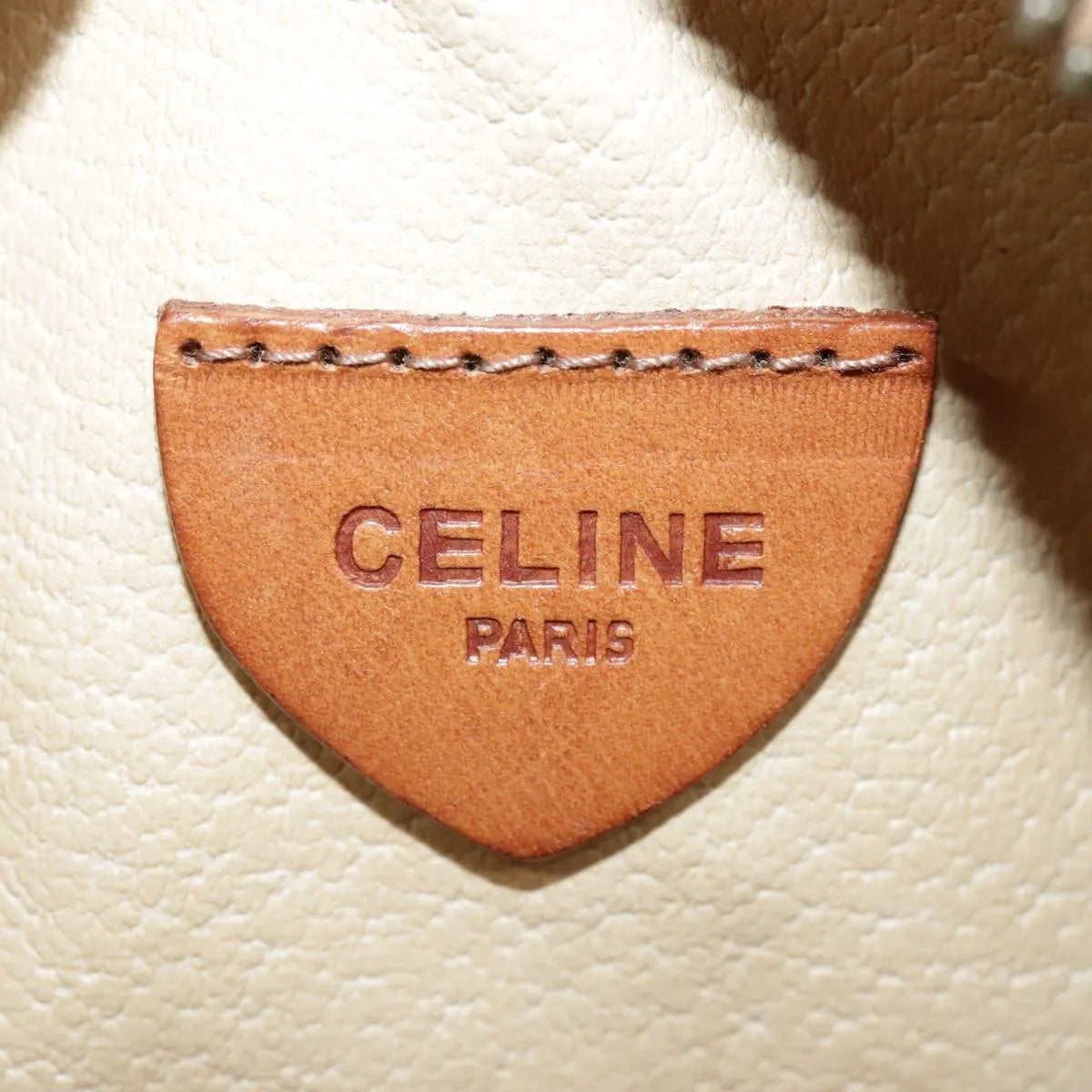 Celine Vintage Macadam Circle Logo Canvas And Leather Brown Canvas Shoulder Bag Bag (Pre-Owned)
