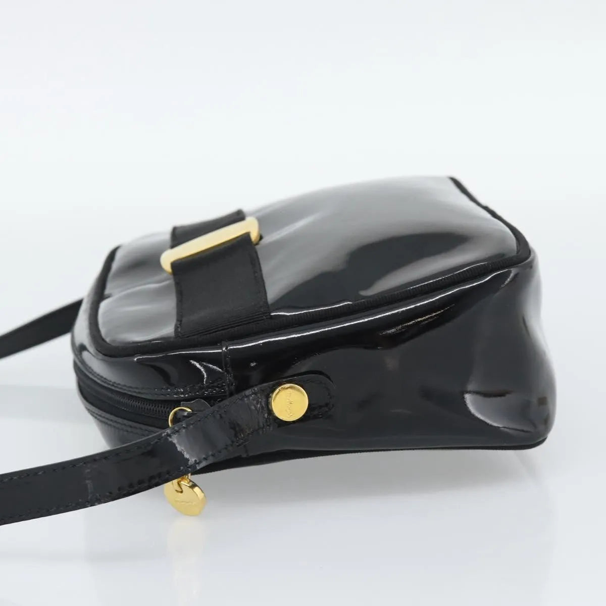 Salvatore Ferragamo Vala Patent Leather Black Patent_Leather Shoulder Bag Bag (Pre-Owned)