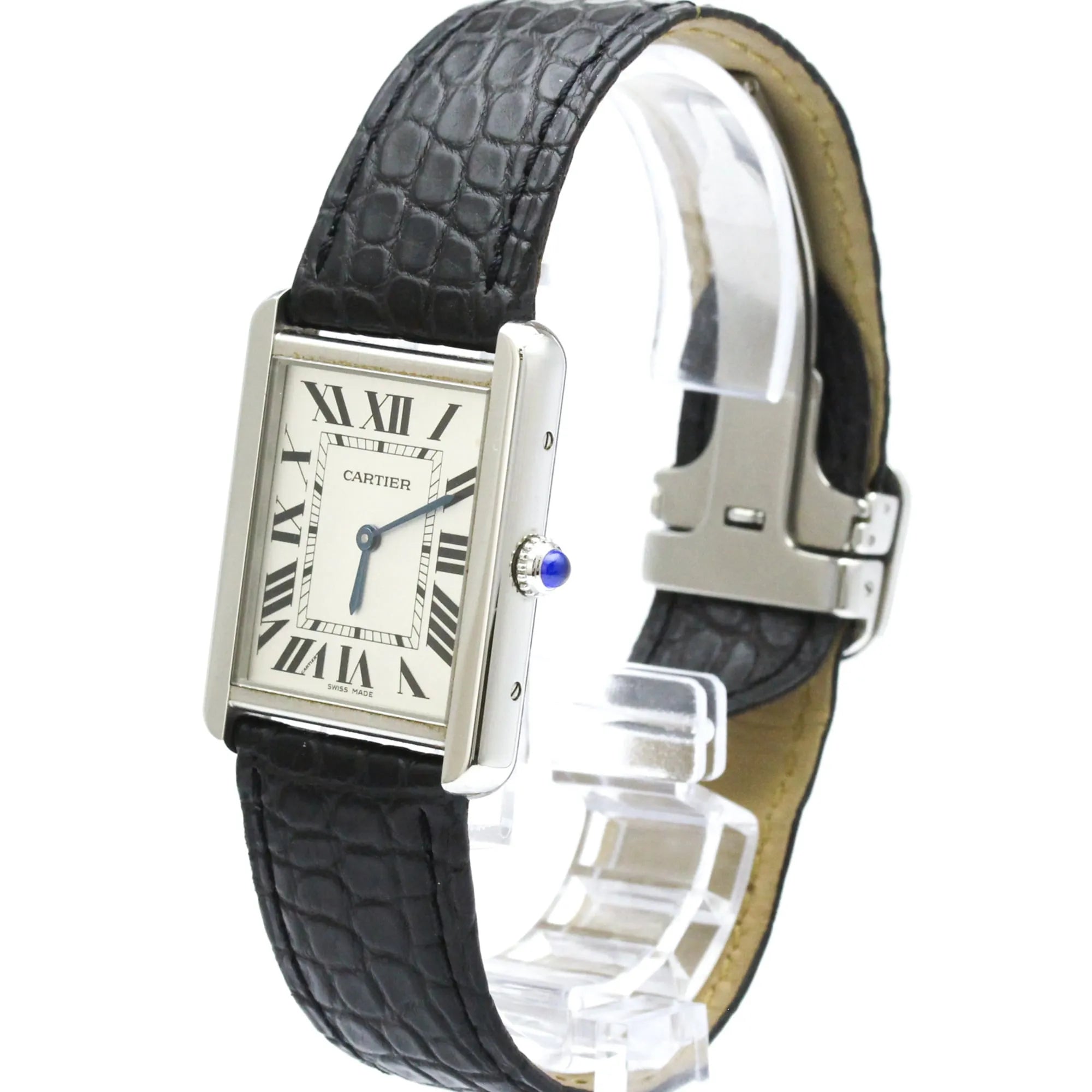 Cartier Tank Solo Quartz Stainless Steel And Leather Watch (Pre-Owned)