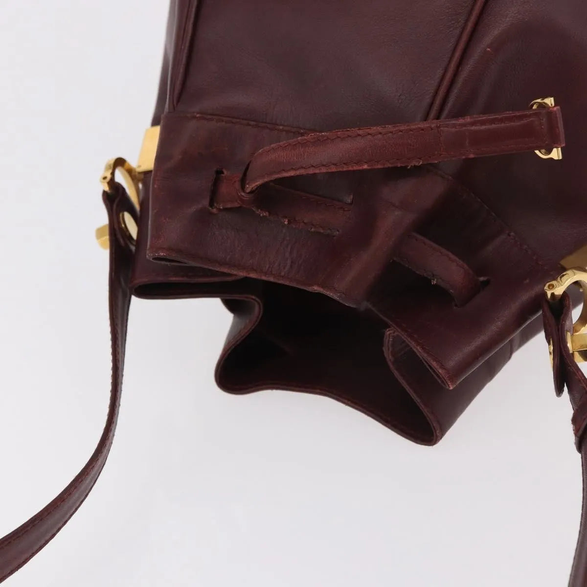 Cartier Must De Cartier Leather Burgundy Leather Shoulder Bag Bag (Pre-Owned)