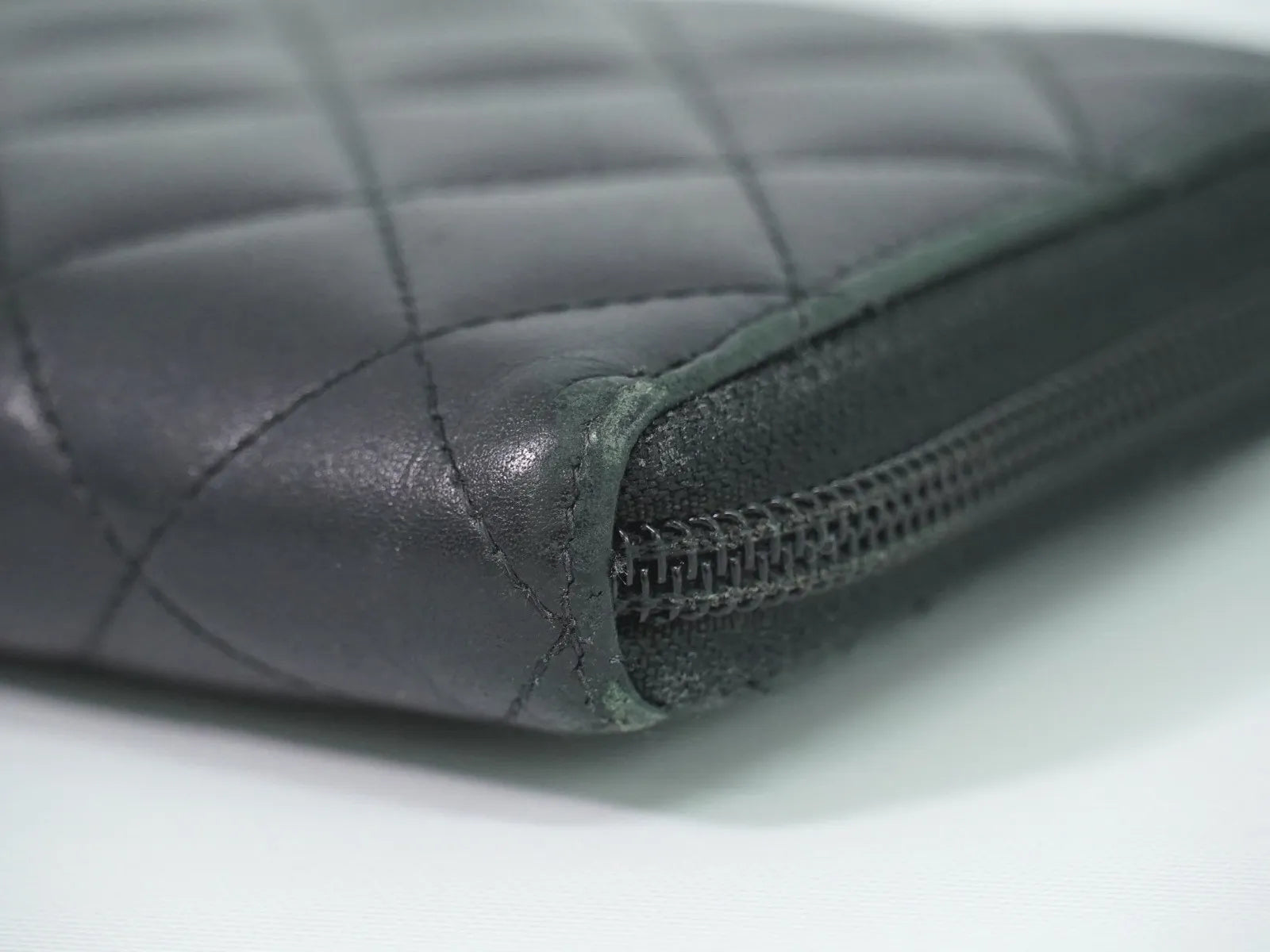 Chanel Cambon Zip Around Quilted Lambskin Black Leather Wallets Accessory (Pre-Owned)
