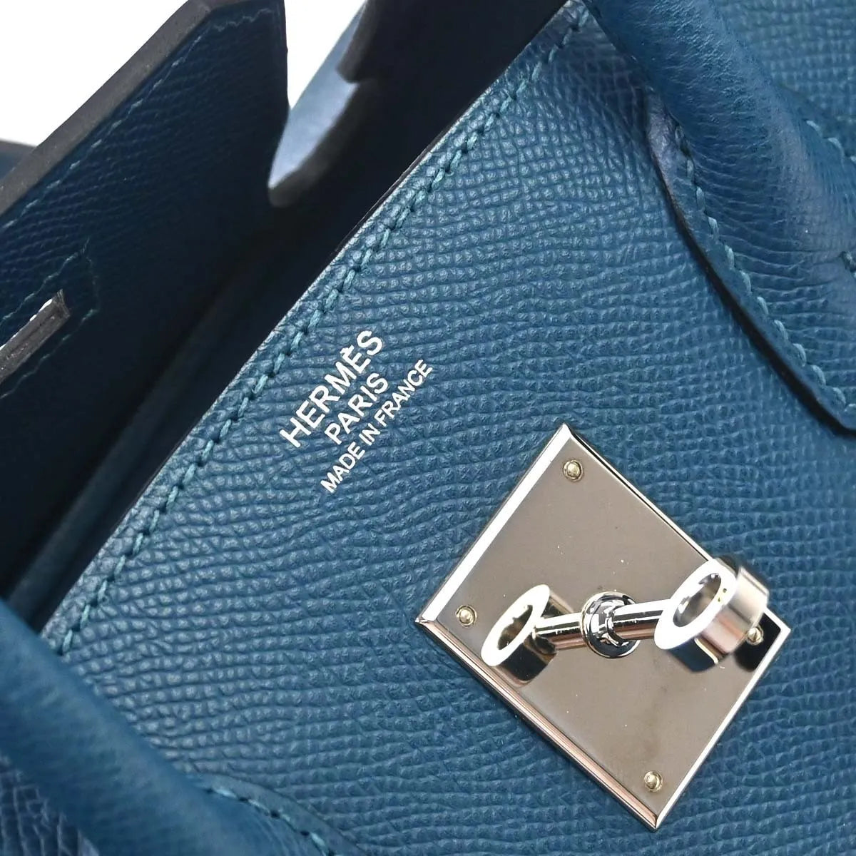 Hermes Birkin Blue Togo With Palladium Hardware Blue Leather Handbag (Pre-Owned)