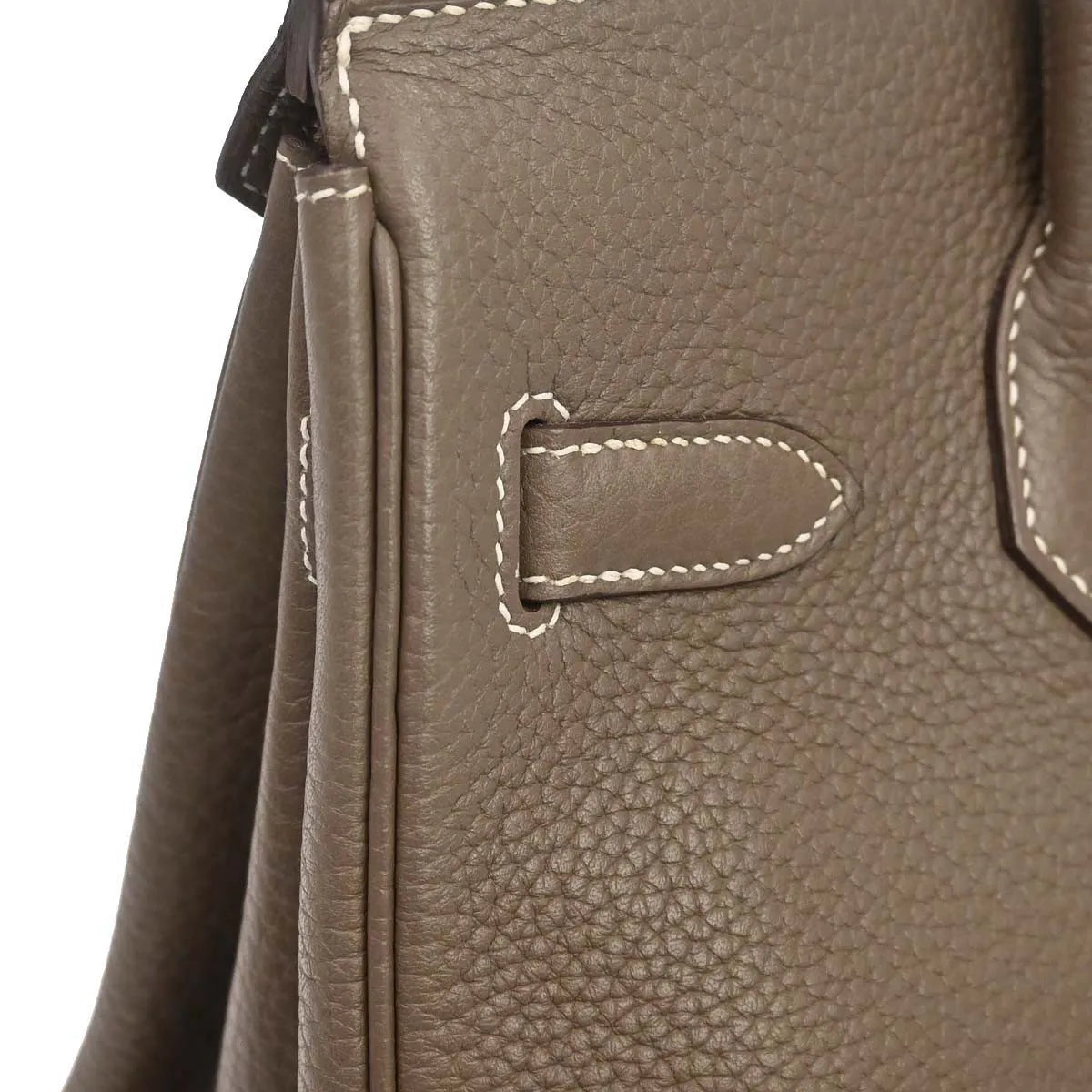 Hermes Birkin Etoupe Taurillon Clémence With Palladium Hardware Gray Calfskin Handbag (Pre-Owned)