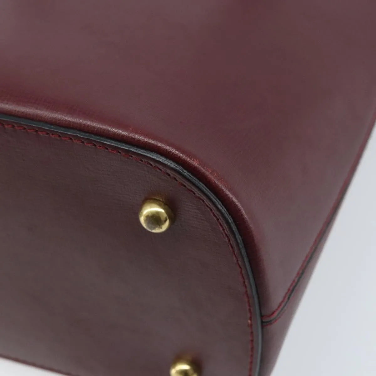 Cartier Vintage Must De Cartier Leather Burgundy Leather Handbag (Pre-Owned)