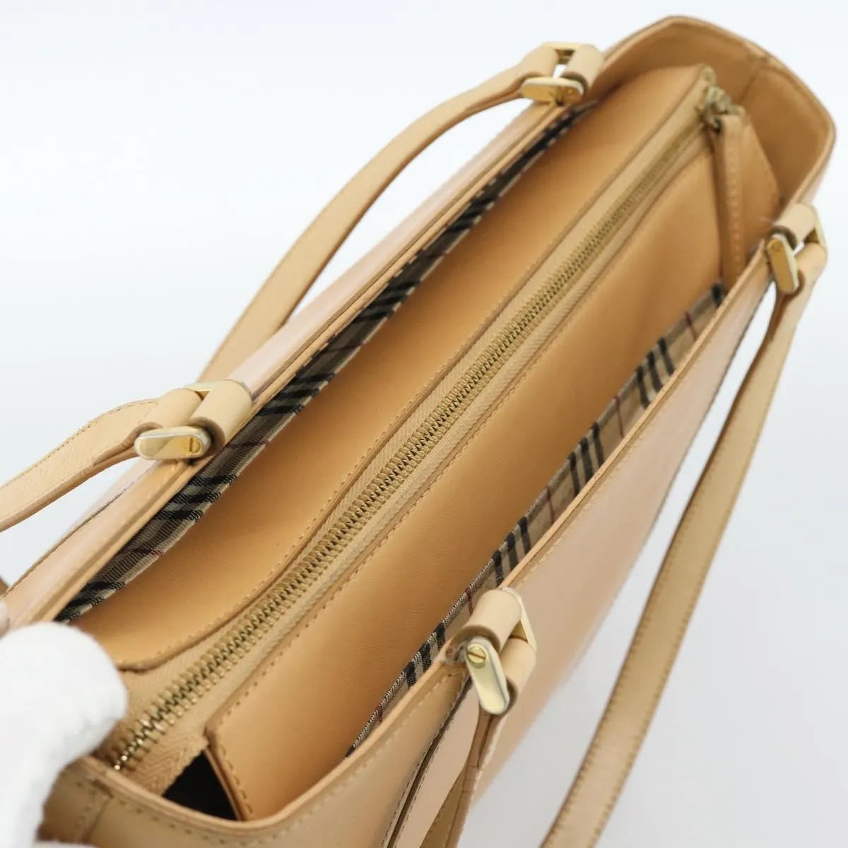 Burberry Vintage Leather Beige Leather Tote Bag Bag (Pre-Owned)