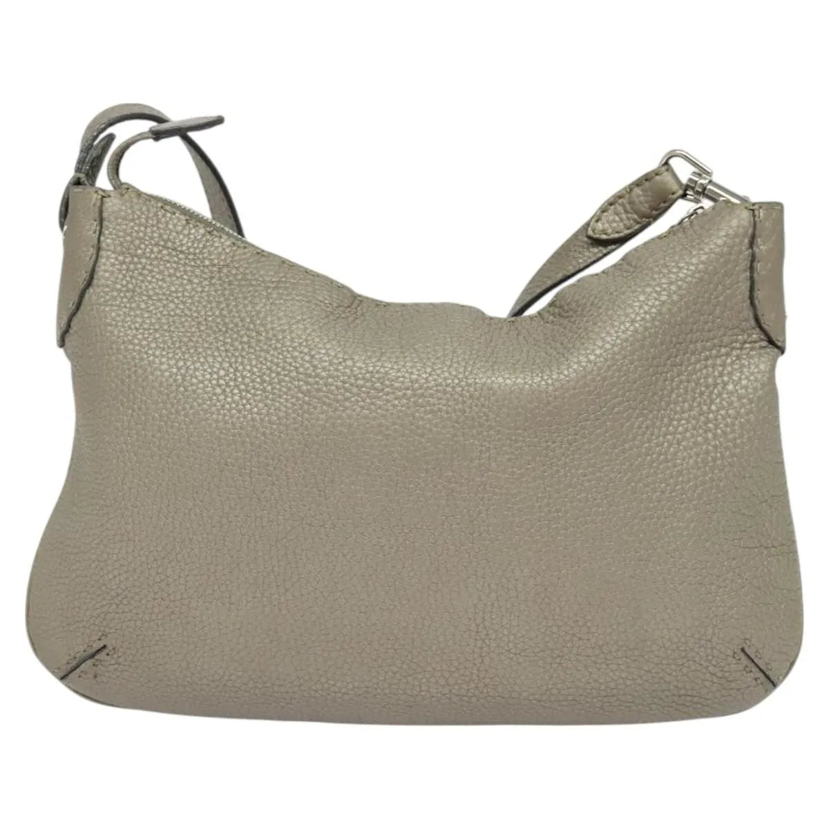 Fendi Selleria Shoulder Bag Leather Gray Leather Shoulder Bag Bag (Pre-Owned)