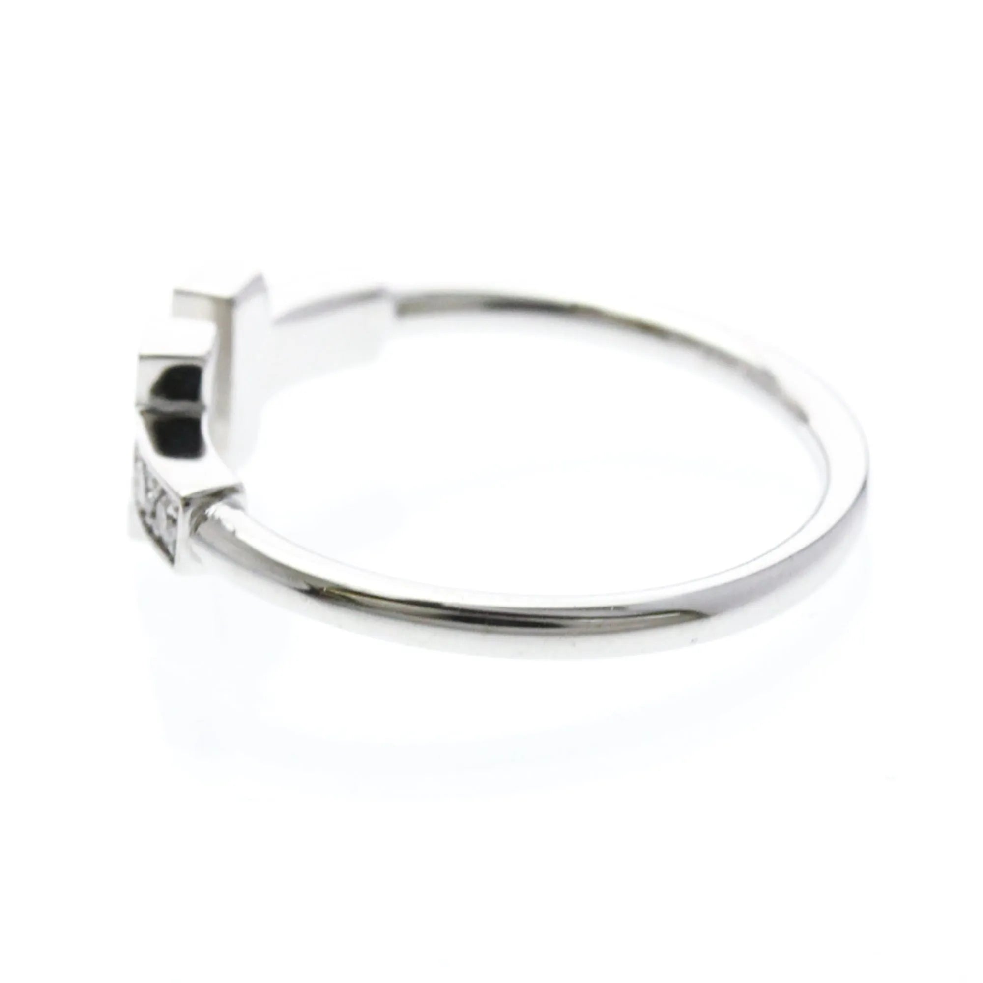 Tiffany & Co. T Wire 18K White Gold With Diamonds Silver White_Gold Ring Jewelry (Pre-Owned)