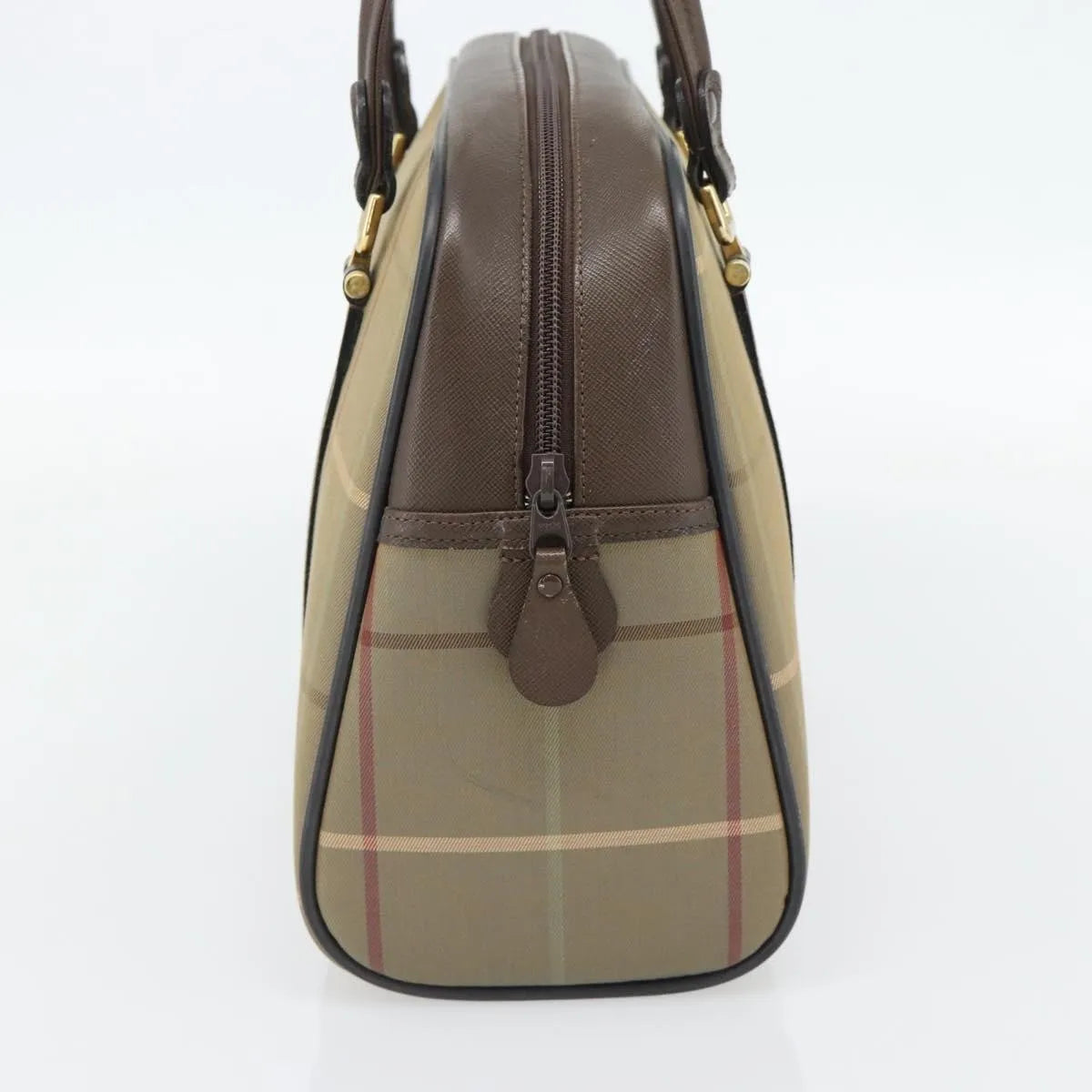 Burberry Nova Check Boston Canvas Beige Canvas Handbag (Pre-Owned)