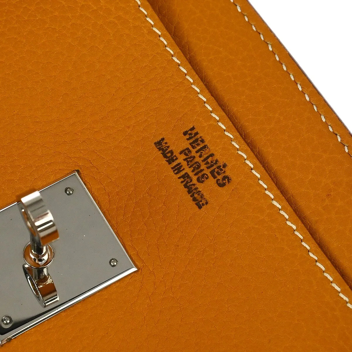 Hermes Birkin Orange Fjord With Palladium Hardware Brown Leather Handbag (Pre-Owned)