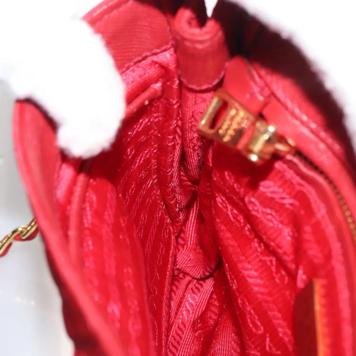 Prada Pushlock Chain Flap Quilted Tessuto Red Nylon Shoulder Bag Bag (Pre-Owned)