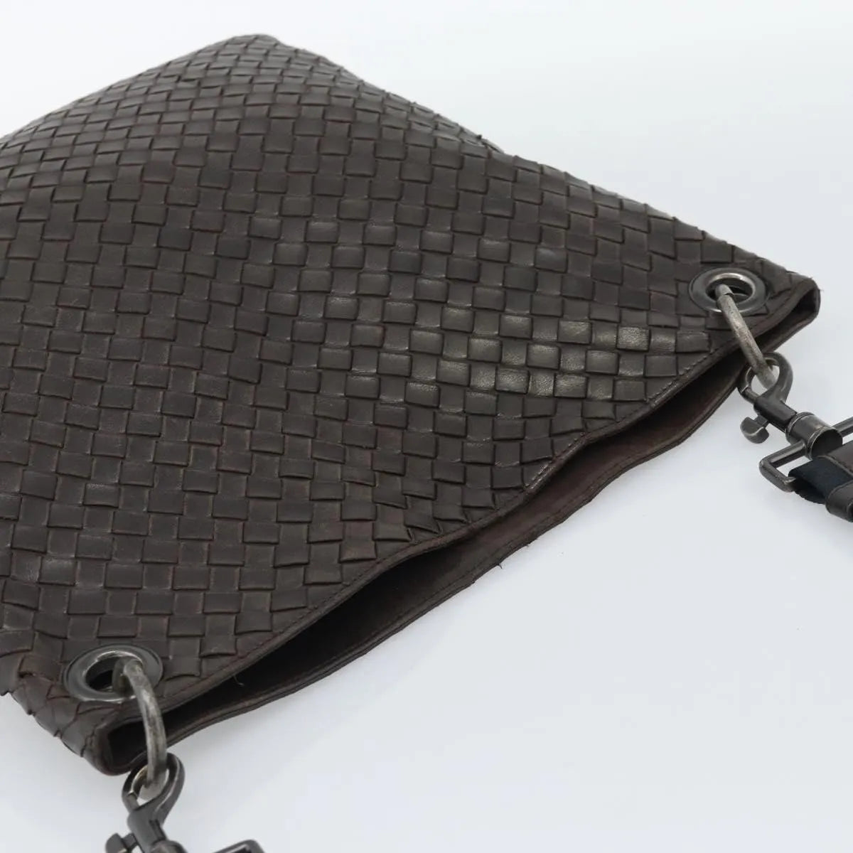 Bottega Veneta Flat Messenger Intrecciato Nappa Brown Leather Crossbody Bag Bag (Pre-Owned)