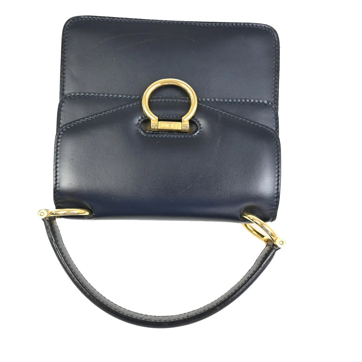 Celine Gancini Leather Navy Leather Handbag (Pre-Owned)