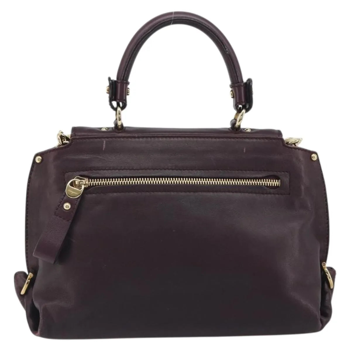 Salvatore Ferragamo Sofia Satchel Smooth Leather Purple Leather Handbag (Pre-Owned)