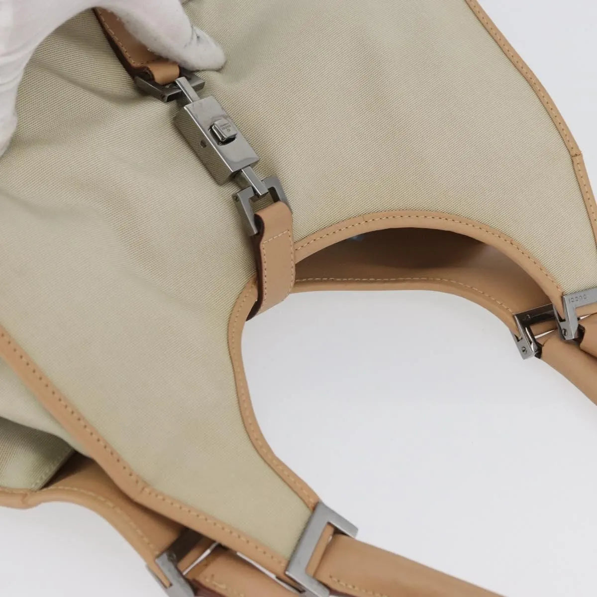 Gucci Jackie Tote Gg Canvas Beige Canvas Handbag (Pre-Owned)