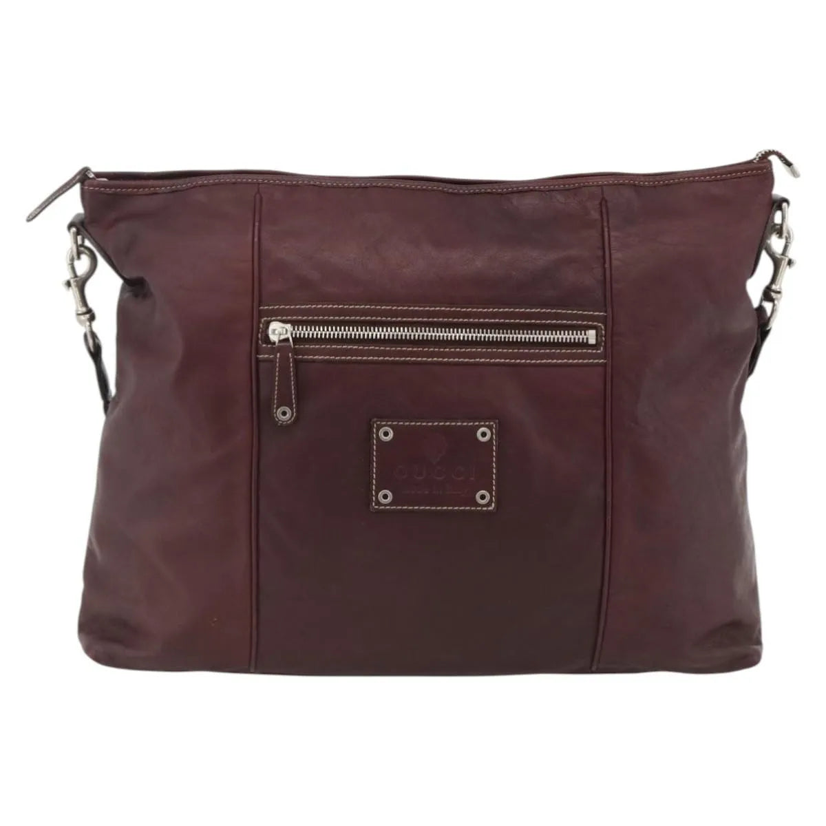 Gucci Logo Crest Messenger Leather Burgundy Leather Shoulder Bag Bag (Pre-Owned)