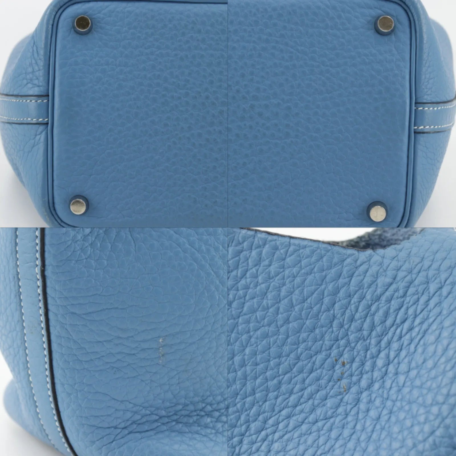 Hermes Picotin Lock Clemence Blue Leather Handbag (Pre-Owned)
