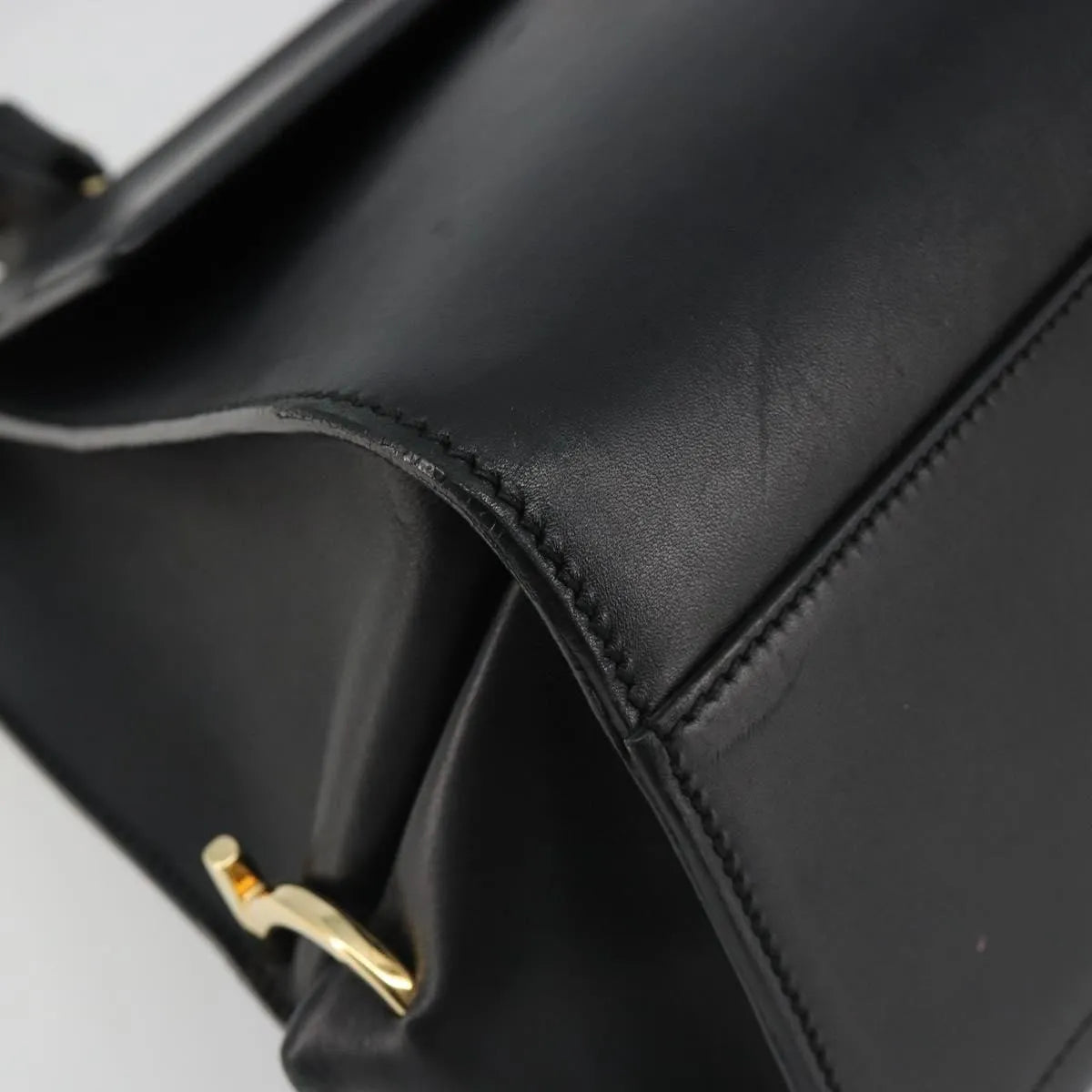 Salvatore Ferragamo Sofia Satchel Smooth Leather Black Leather Handbag (Pre-Owned)