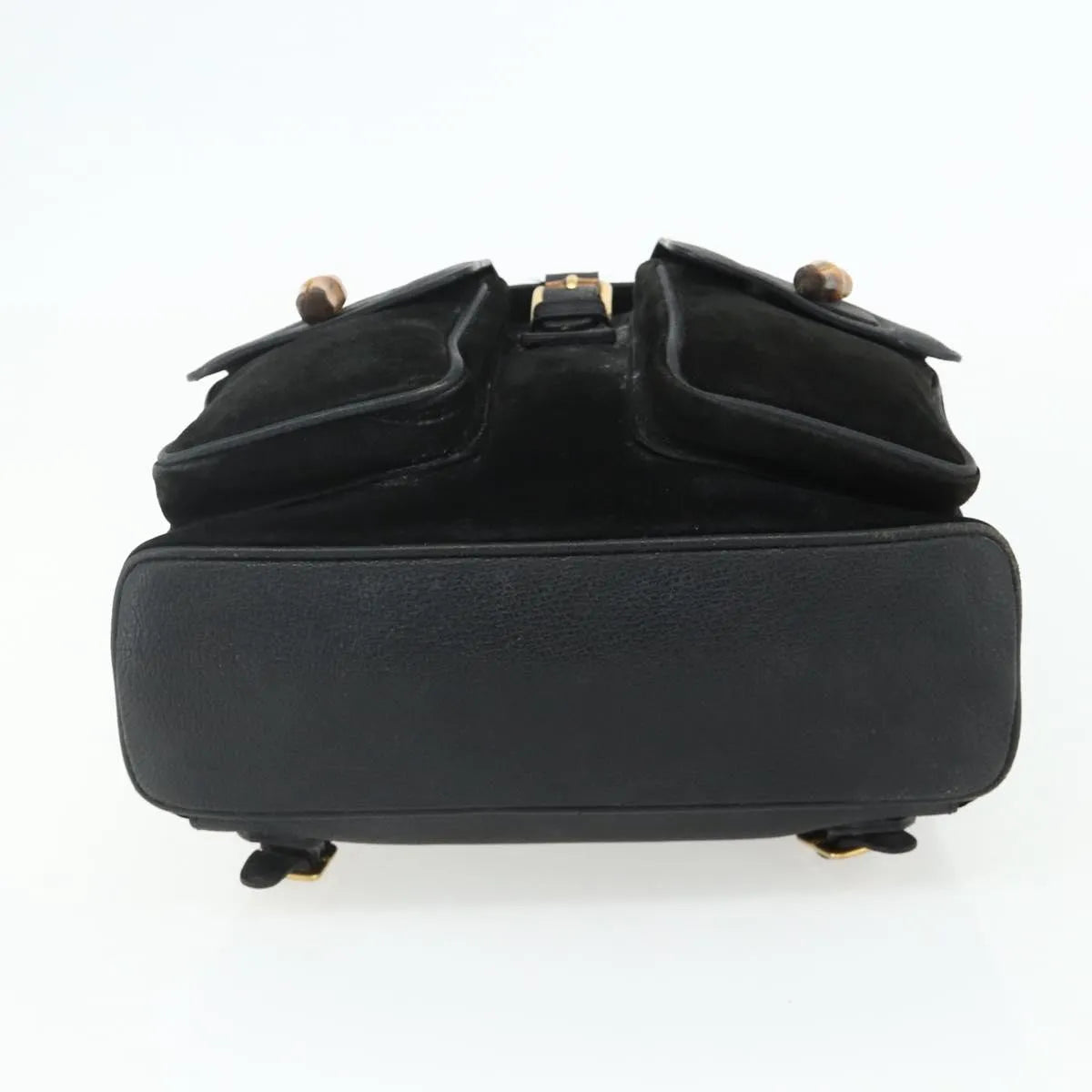 Gucci Vintage Bamboo Suede Black Suede Backpack Bag (Pre-Owned)