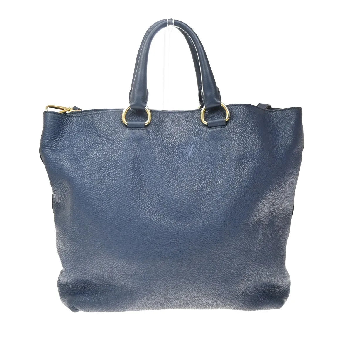 Prada Convertible Shopper Tote Vitello Daino Navy Leather Tote Bag Bag (Pre-Owned)