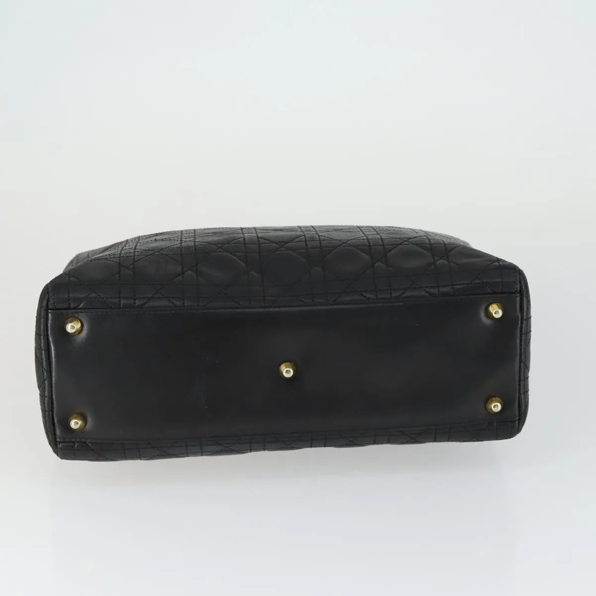 Christian Dior Lady Cannage Matelassé Black Leather Tote Bag Bag (Pre-Owned)