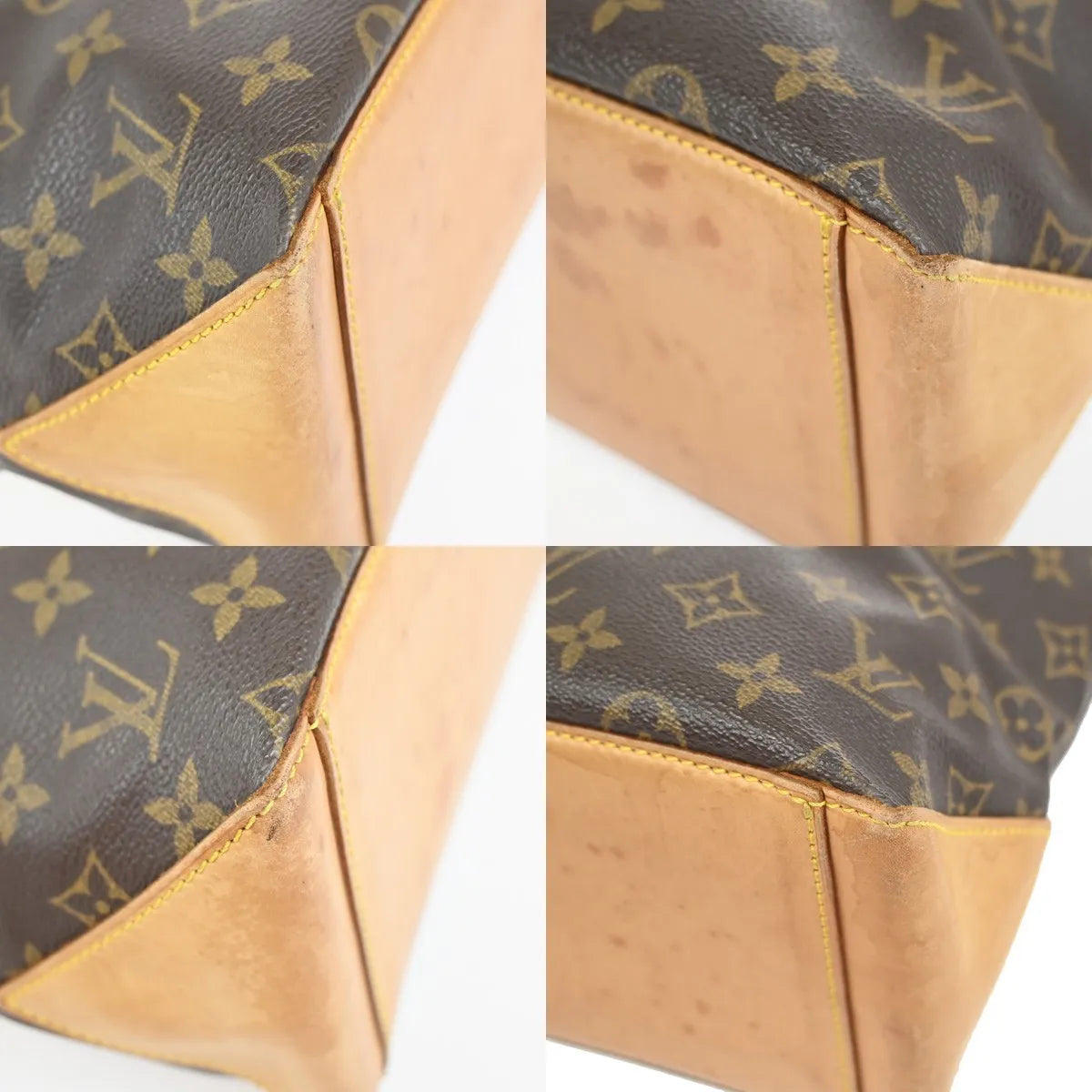 Louis Vuitton Cabas Mezzo Monogram Canvas Brown Leather Tote Bag Bag (Pre-Owned)