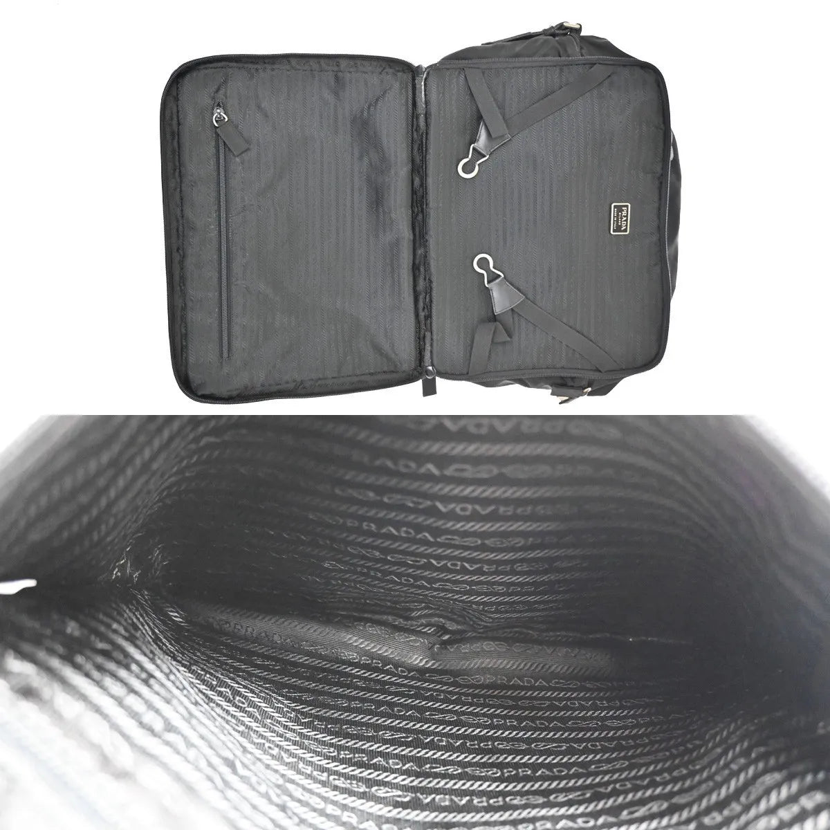 Prada Expandable Front Zip Boston Tessuto Black Nylon Travel Bag Bag (Pre-Owned)