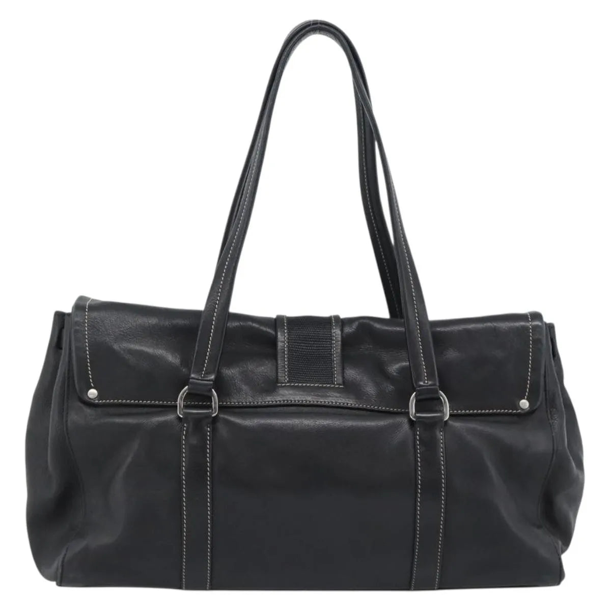Prada Convertible Shopping Tote Saffiano Leather Saffiano Leather Black Leather Tote Bag Bag (Pre-Owned)