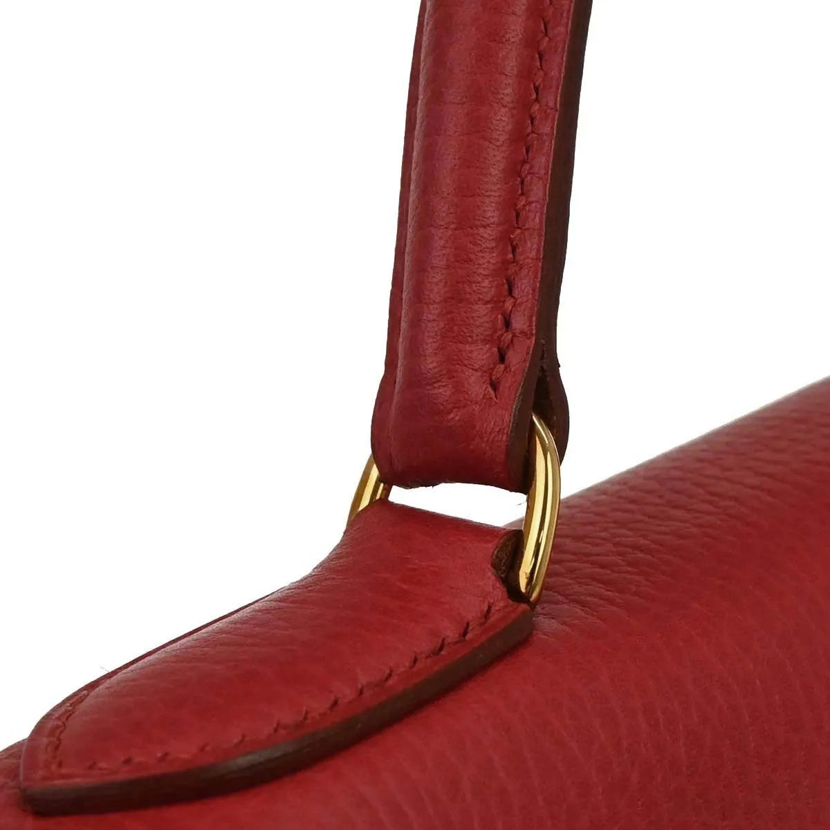 Hermes Kelly Retourne Ardennes Leather Red Leather Handbag (Pre-Owned)