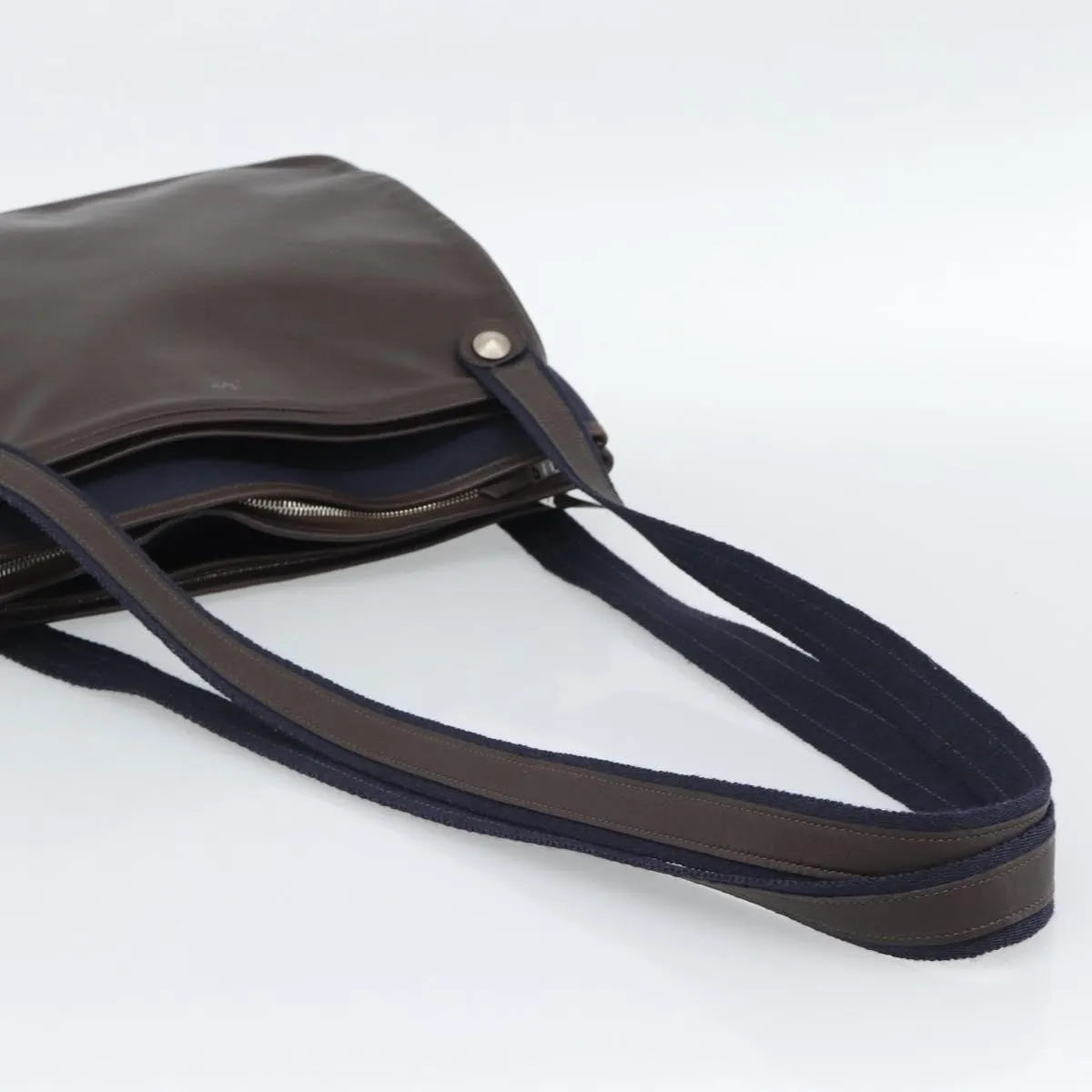 Hermes Mrs. Hippie Leather And Toile Navy Leather Shoulder Bag Bag (Pre-Owned)