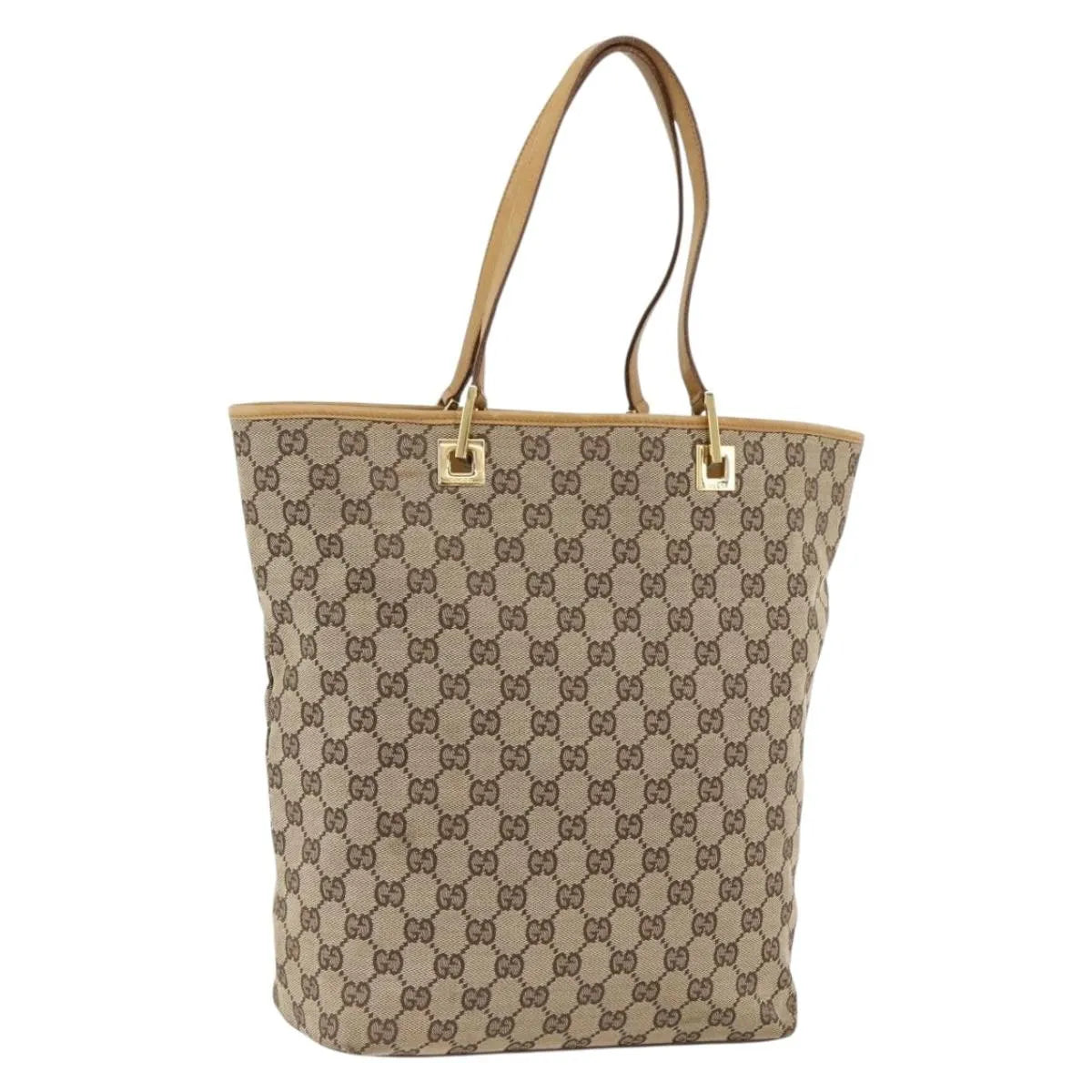 Gucci Vintage Bucket Shopping Tote Gg Canvas Beige Canvas Tote Bag Bag (Pre-Owned)