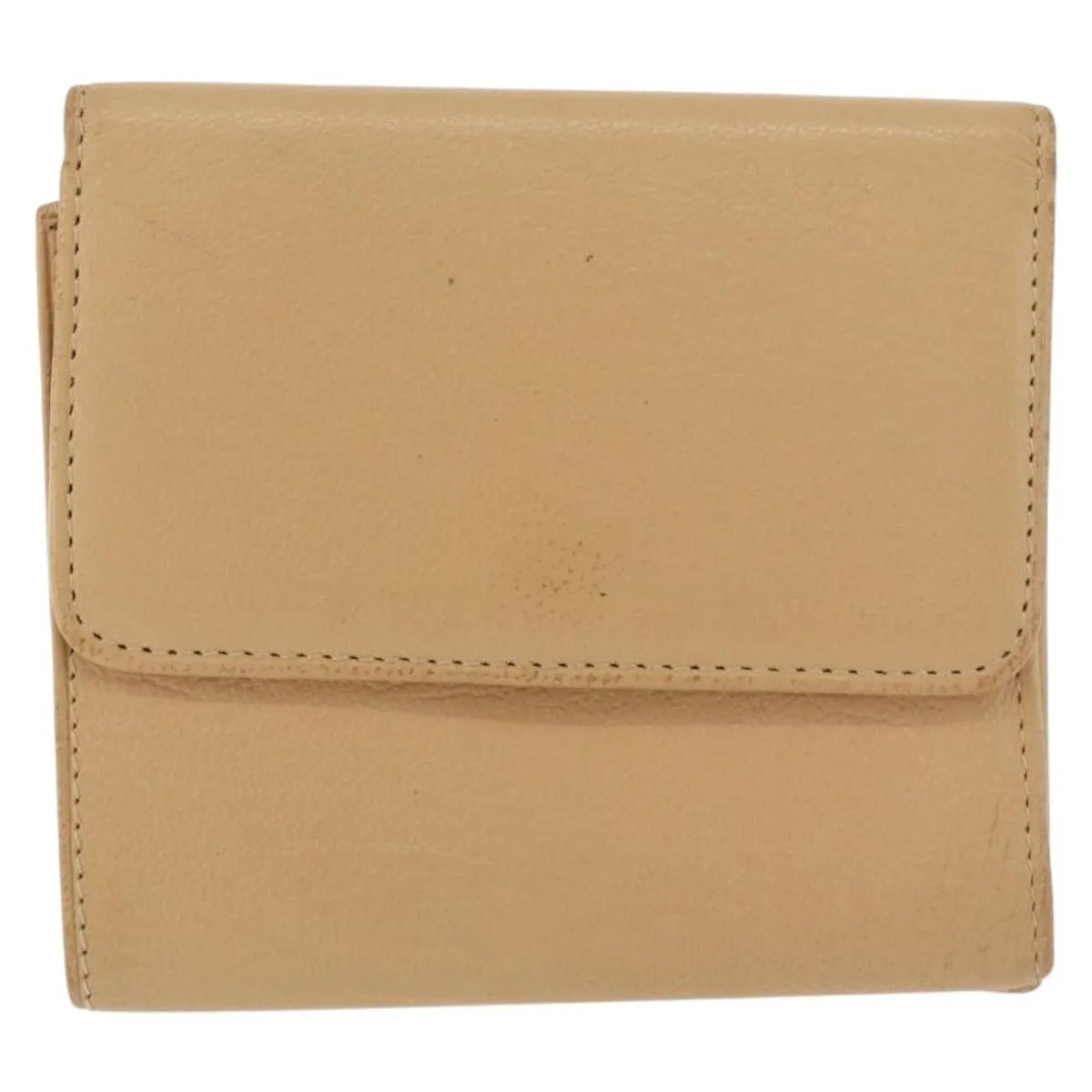 Chanel Cc Trifold Leather Beige Leather Wallets Accessory (Pre-Owned)