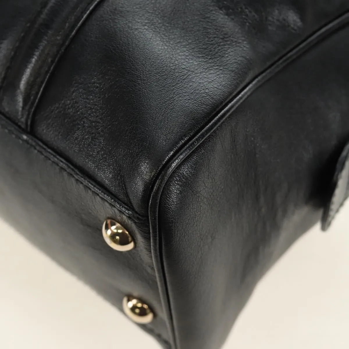 Gucci Britt Boston Duffle Leather Black Leather Handbag (Pre-Owned)