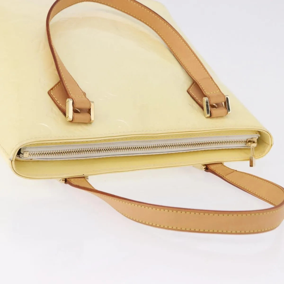 Louis Vuitton Houston Monogram Vernis Beige Patent_Leather Handbag (Pre-Owned)