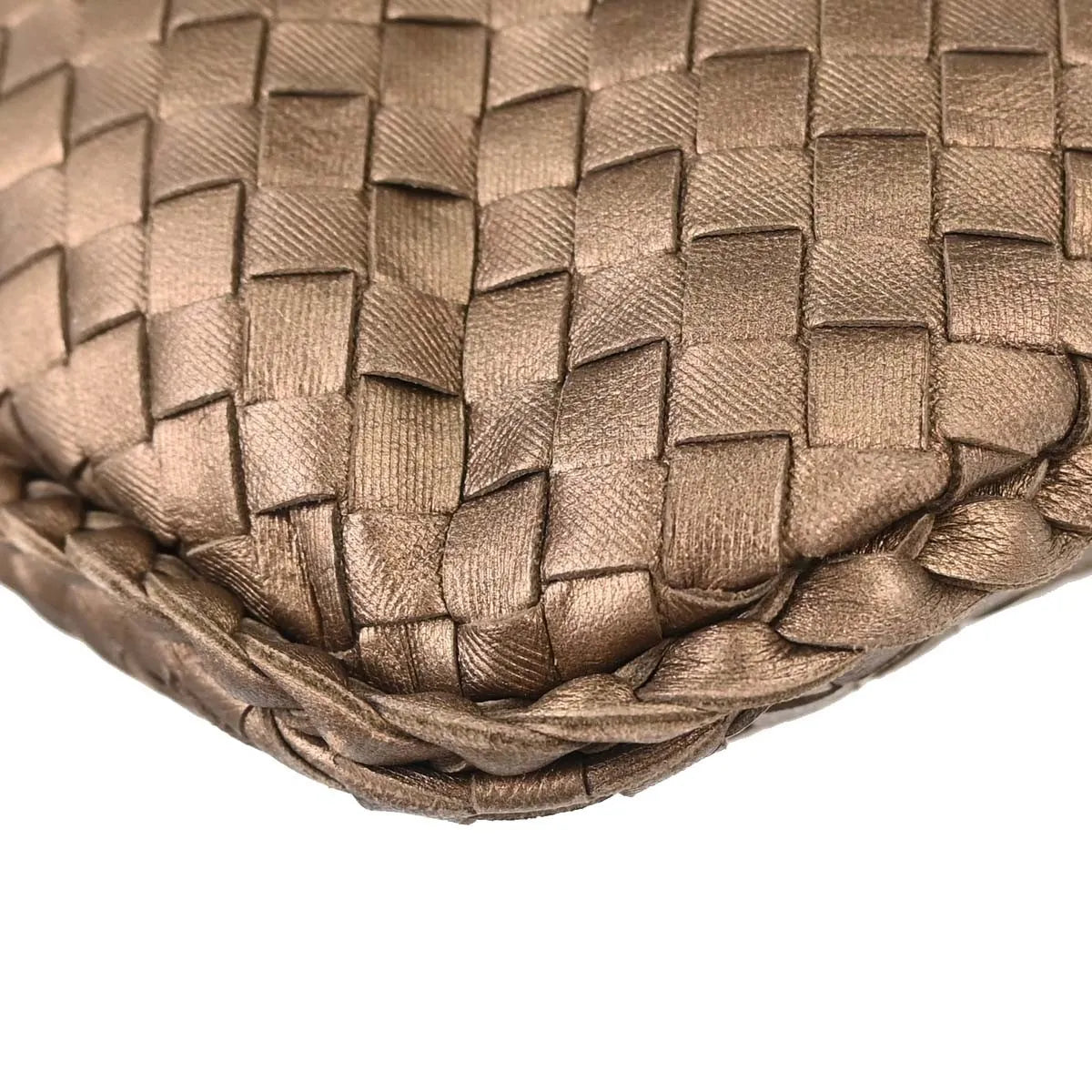 Bottega Veneta Intrecciato Leather Metallic Leather Handbag (Pre-Owned)