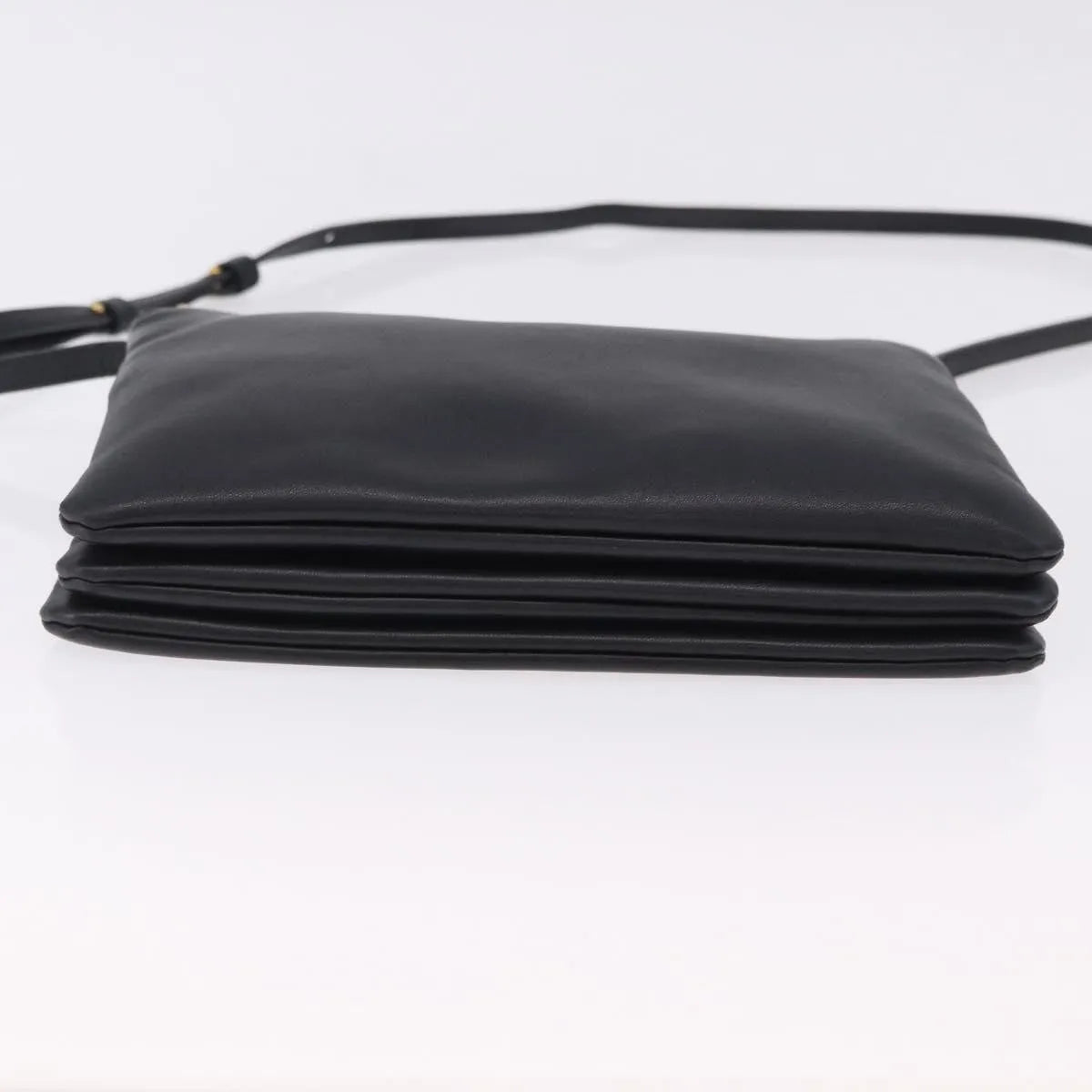 Celine Trio Leather Black Leather Shoulder Bag Bag (Pre-Owned)