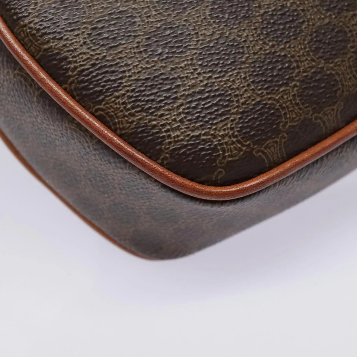 Celine Vintage Macadam Circle Logo Canvas And Leather Brown Canvas Shoulder Bag Bag (Pre-Owned)