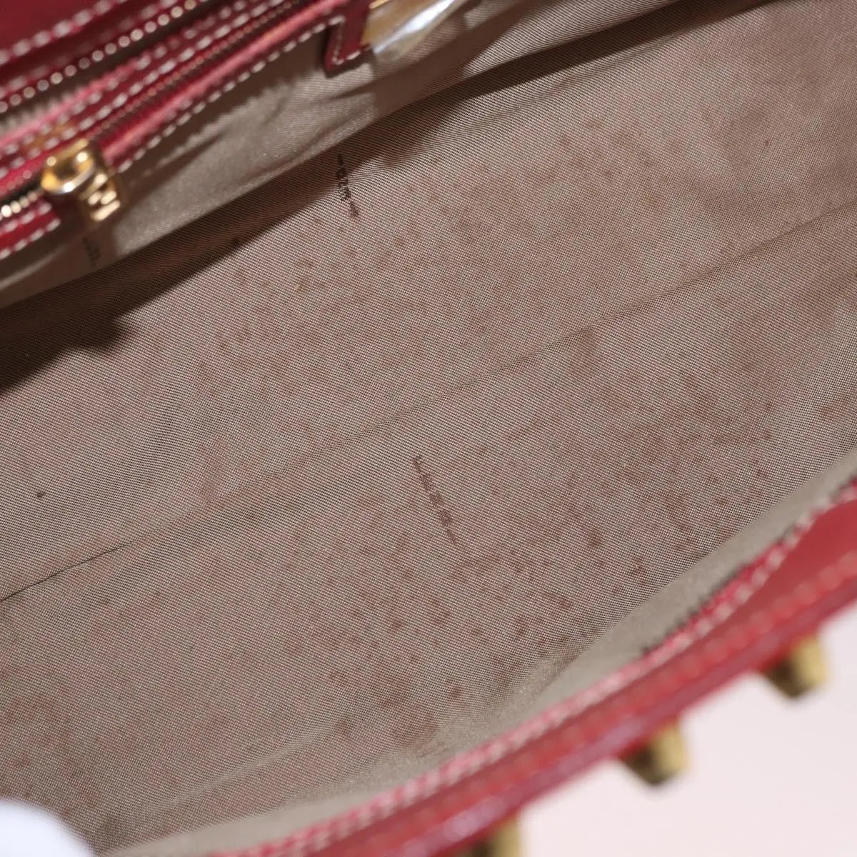 Fendi Studded Handle Canvas Red Canvas Handbag (Pre-Owned)