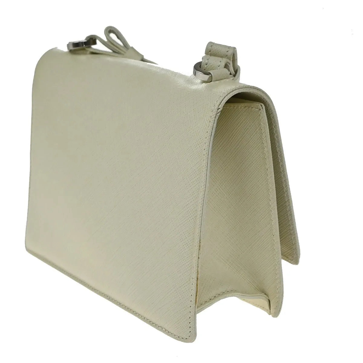 Salvatore Ferragamo Gancini Leather White Leather Shoulder Bag Bag (Pre-Owned)